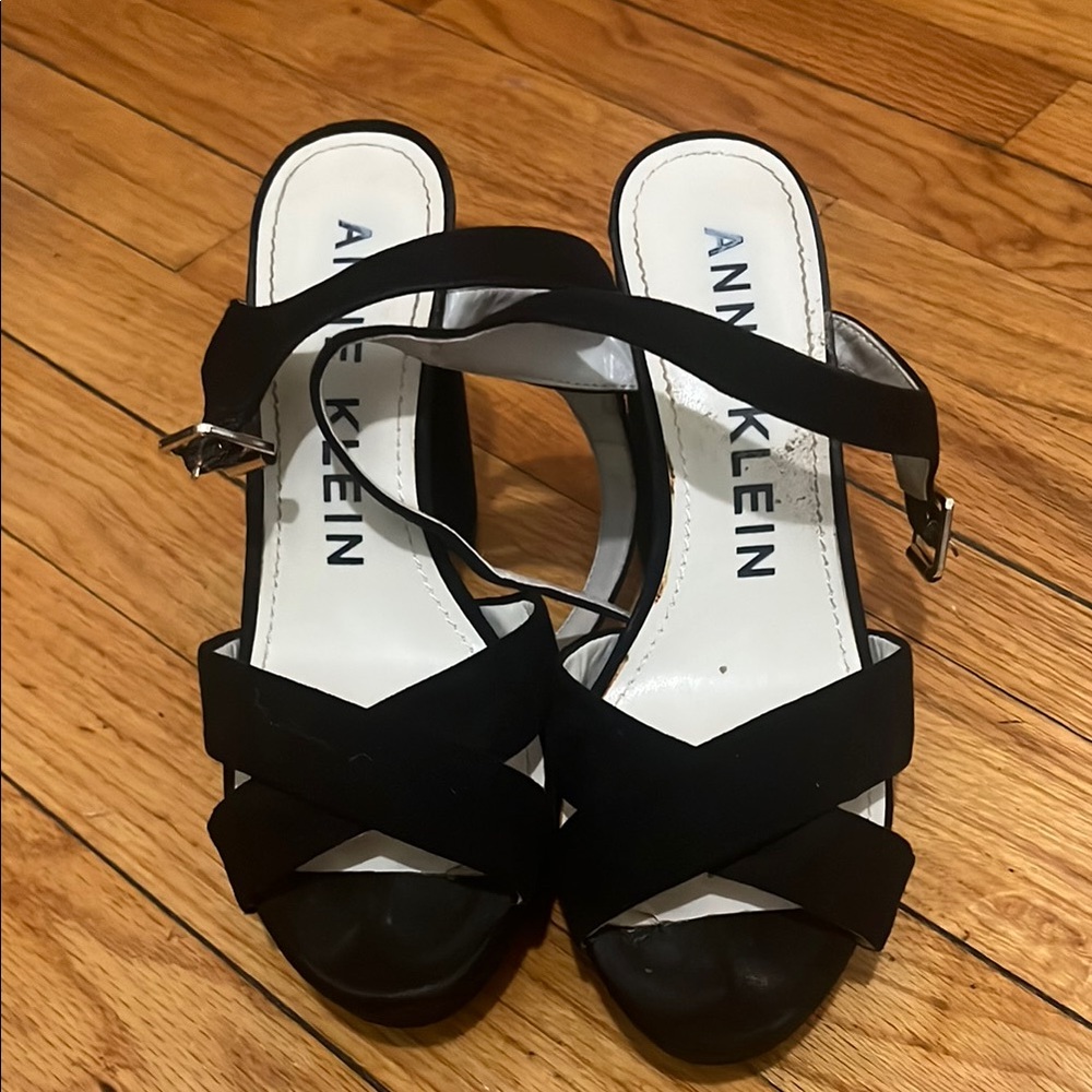 Anne Klein Black High Heel Sandals with Straps